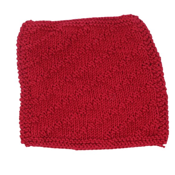 Handmade Hand Knit Red Cotton Dishcloth Set (Bloemen, Ripples, Honeycomb) - Picture 3 of 4